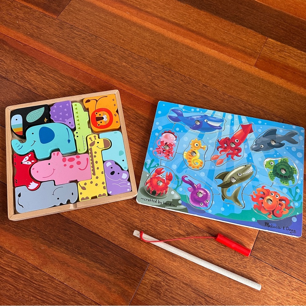 Melissa&Doug Sea Life Magnetic Puzzle & Fat Brain Animal Shape Puzzle Bundle - Picture 6 of 10